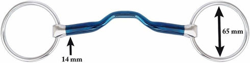 R G EQUESTRIAN TACK Sweet Iron Horse Bit Loose Ring Ported Mouth Blue Alloy Bits, Blue Sweet Iron Snaffle Bits