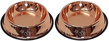 Petsentials Non-Skid Food Bowl, Premium Grade Stainless Steel, Elegant Bronze, Small, 18oz, 2 Pack