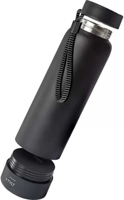 2.0 24oz 5700mAh TYLT Power Bottle Stainless Steel Wide Mouth Water Bottle Removable Magnetic Portable Power Bank