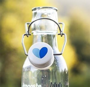 Glass Water Bottle (Peace), Made in USA, Reusable, Swing Lid, BPA-Free, 500 ml, Leak Proof, Dishwasher Safe