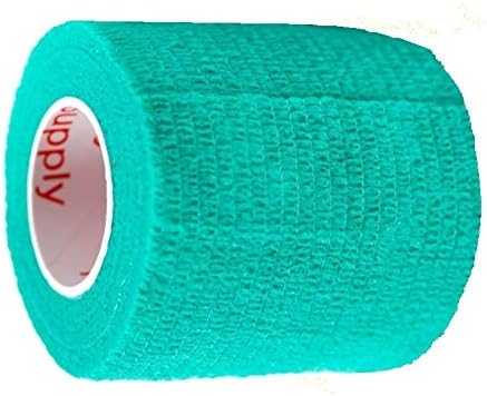 2 Inch Vet Wrap Tape Bulk (Teal) (Pack of 6) Self-Adhesive Flex Bandage Grip Roll for Pets