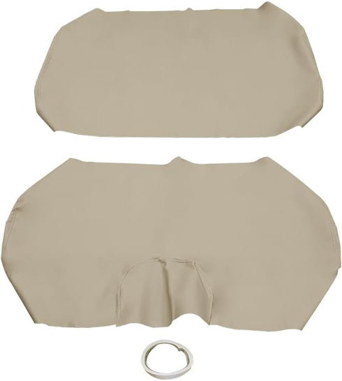 Golf Cart Front Seat Cover Set - Staple On for E-Z-Go TXT Golf Cart, Microfiber Leather in Beige