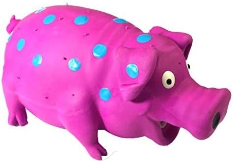 Latex Dog Squeaky Chew Toys, Oink Oink Pig 8.3" with Aqua Dot Stuffed with Cotton