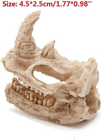 Driak 3pc Rhino Skull Resin Decor for Aquarium Fish Tank Reptile Terrarium Hideout Decorations
