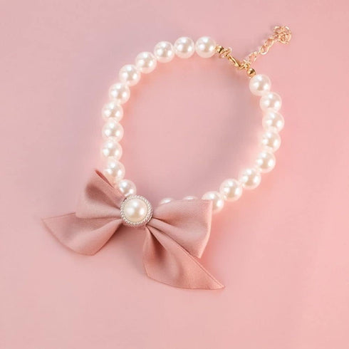 Red Fashions Dog Collar - Pet Pearl Necklace Diamond Crystal Cats Collar, Kitten Puppy Jewelry Collar for Pets