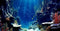 48X24IN Blue Sea Floor Aquarium Background, Natural Underwater World 3D Effect Fish Tank Decorations with 8 EVA Tape