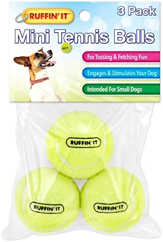 Ruffin' It Small Tennis Balls, 3 Pack Dog Toy for Park, Home, or Beach