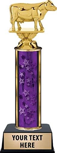 Crown Awards Dairy Cow Trophies, Personalized Purple Dairy Cow Trophy with Custom