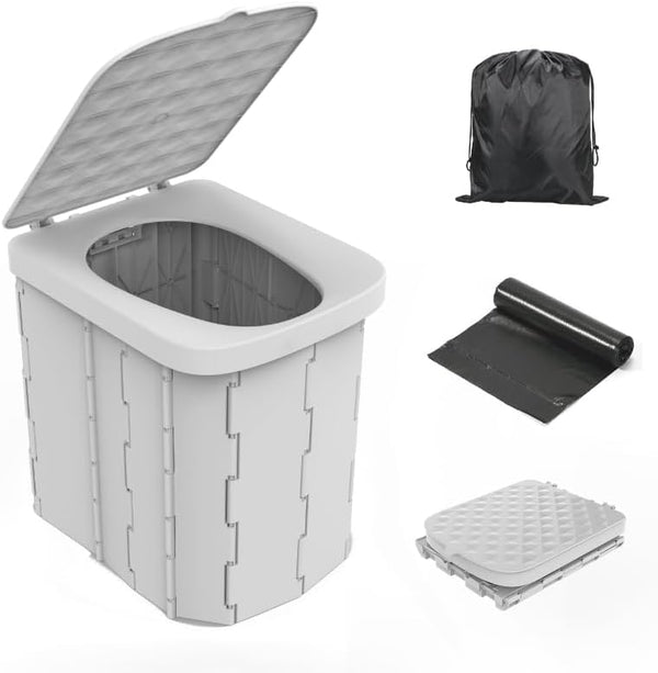 Hapoon Portable Camping Toilet for Adults XL Portable Folding Toilet with Lid,Travel
