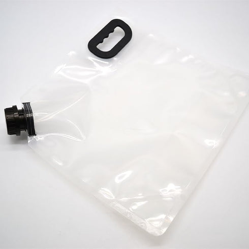 FUJIDENSO 4 Pack 1.3 5 Gallon Liter Food Grade Drink Carrier Water Pouch with Tamper-Evident Cap, Freezable Collapsible