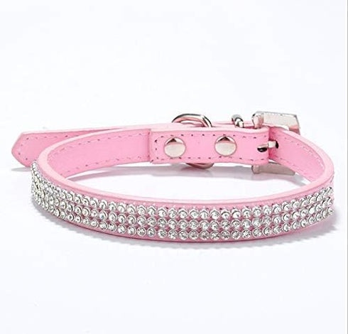 Cute Dazzling Sparkling Fancy PU Leather Bling Rhinestone Crystal Jeweled Pet Collar for Cat Dog Puppy