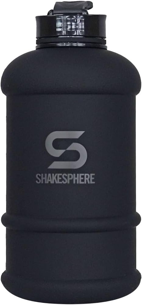 SHAKESPHERE Sports Water Bottle, 1.3L Wide Mouth Leakproof BPA-Free Gym Bottle for Daily Hydration, Matte Black