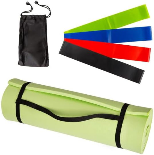Wakeman Resistance Bands with 1/4in Yoga Mat