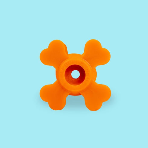 Pup Puck Dog Toy for Aggressive Chewers. Tough & Long Lasting Chew Toys for All Breeds of Dogs. Stuffable Center with Treats to Ease Boredom. Easy to Clean, Safe to Chew (Bonez Orange)