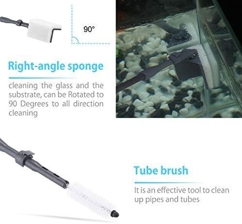 Carefree Fish 6IN1 Carbon Fiber Aquarium Cleaning Tools, Long Handle Adjustable Length Fish Tank Cleaner Kit