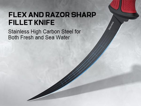 Sidomma Set 5"-6"-7" G4116 Fillet Knife and Bait Knife Performance German Flex Razor Sharp Stainless-Steel Blade