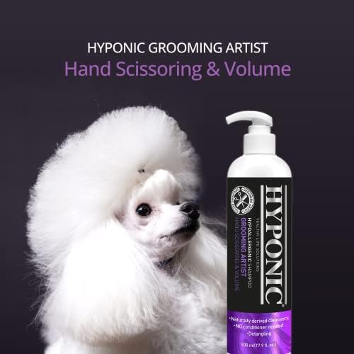 HYPONIC Grooming Artist Shampoo - Hypoallergenic Pet Shampoo for Groomers, Hand Scissoring & Volume (17.9 oz)