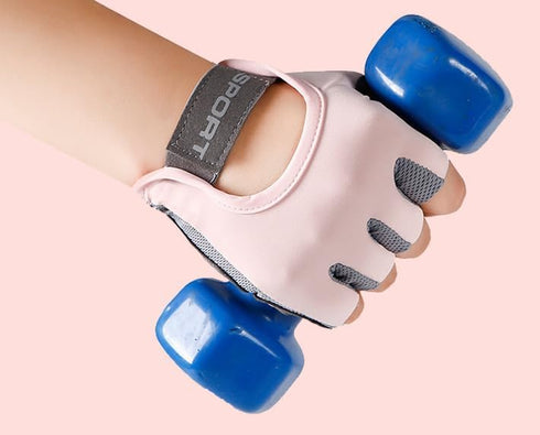 HinyBoeh Women's Workout-Gloves Fingerless-Breathable-Mesh-Gloves with Non-Slip Grip for Cycling Gym Fitness