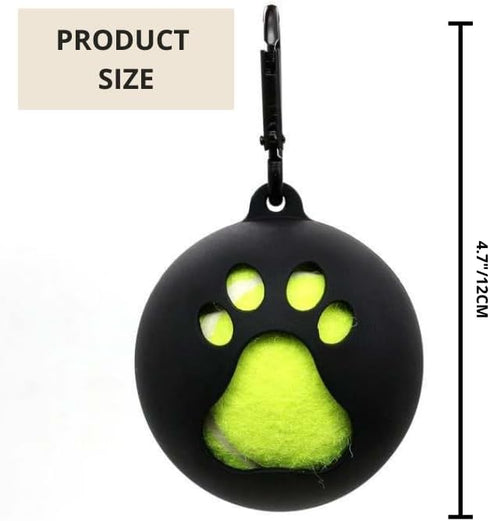 Dog Toy Ball Holder - Leash Attachment, Hands-Free, Pet Toys, Silicone, Lightweight, for All Breeds and Sizes, Fits Standard Tennis Balls - Tennis Ball NOT Included (Black)