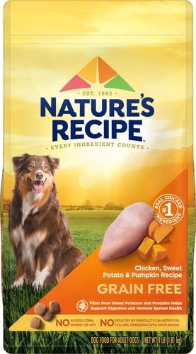 Nature's Recipe Grain Free Chicken, Sweet Potato & Pumpkin Recipe: Dry Dog Food, 4 lb. Bag