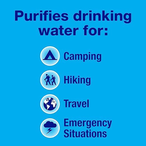 Potable Aqua Water Purification Tablets, Effective Portable Solution for Camping, Hiking, Emergencies, Two 50ct Bottles