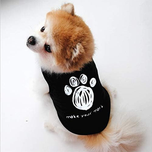 6 Packs Dog Clothes for Small Medium Dogs - Cute T Shirts for Chihuahua Yorkies, Black Vest Apparel