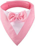 aoozleny Dog Tuxedo Formal Cat Wedding Bandana Dog Collar with Bow Tie Cat Birthday Costume Valentines Outfit Pet (Pure pink, Large)