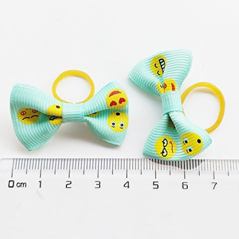 Chenkou Craft 40pcs/20pairs Dog Hair Bows with Rubber Band, Pet Grooming Products in Mixed Colors and Patterns