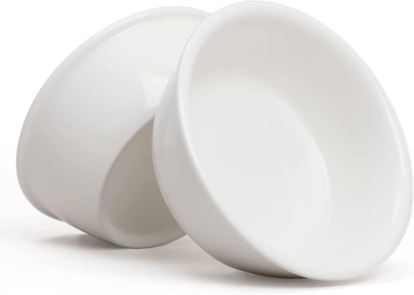 FUKUMARU 2PCS Ceramics Pet Bowl Set, Microwave Heating Food Bowls, Replacement Bowl for Cat & Dog Food and Water