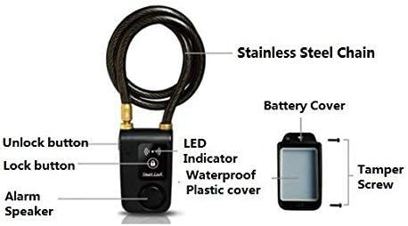 NUNET Bluetooth Bike Lock - Keyless APP Controlled Anti-Theft Waterproof 71in Steel Cable with 110db Alarm, Gray