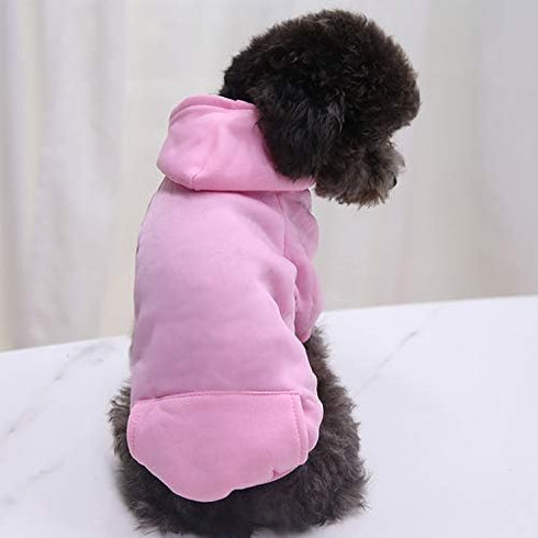 Idepet Dog Hoodies for Small Dogs, Warm Coat Jacket Vest, Autumn Puppy Outfits, Pink (L)