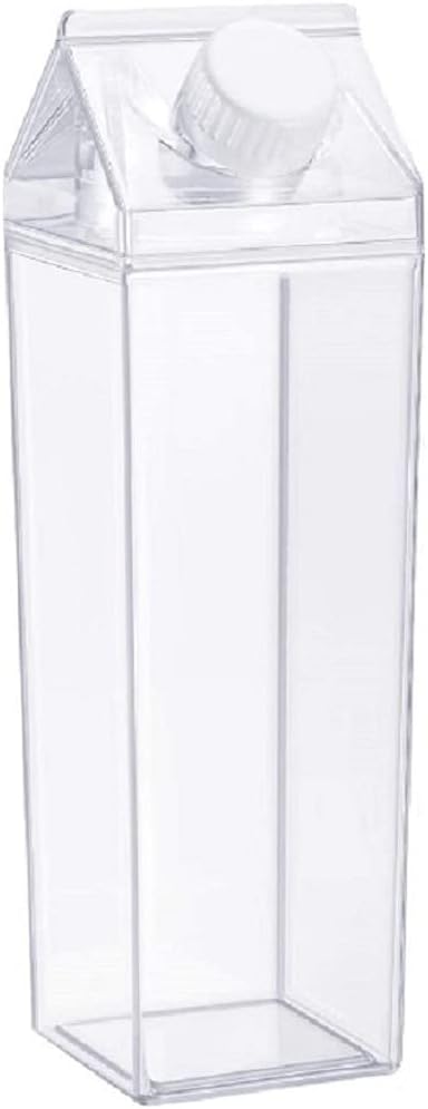 FveBzem Milk Carton Water Bottle 33oz (1000mL) Plastic Square Milk Bottles No BPA
