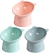 LIFKOME 3PCS Elevated Cat Bowls, Raised Plastic Tilted Pet Food Bowl for Flat-Faced Cats (Pink, Blue, Grey)
