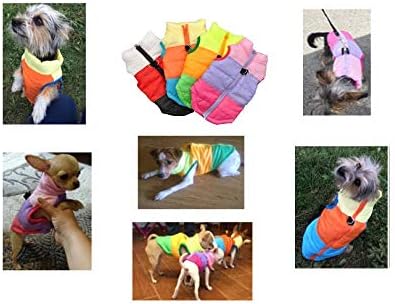 Quilted Striped Color Block Puffer Vest Coat for Small Pets, Dogs and Cats (S, Orange Blue)