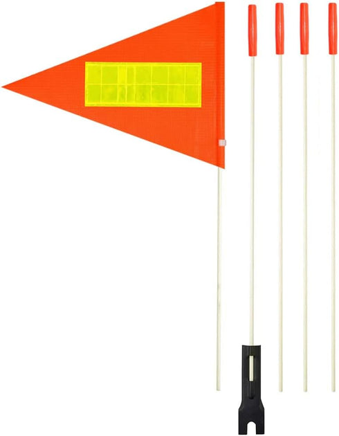High Visibility Bike Flag with 6 Feet Pole, Orange Flag with Reflective Strip, Heavy Duty Fiberglass