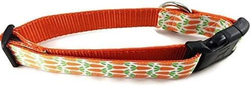 Spring Dog Collar by Caninedesign, Adjustable Nylon, 1 inch Wide, Medium and Large (Carrots, XL 18-26"), Valentine, St