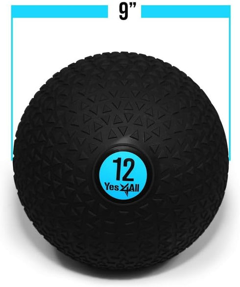 Yes4All 12lbs Slam Ball, No-Bounce Ball for Exercise, Cross Training and Core Strength Workout - Triangle Black