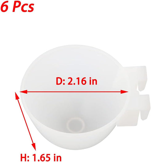 6 Pcs Mini Bird Food Bowl Feeder, Convenient Hanging Container for Parrots, Plastic Pigeon Bird Cage Dish (White)