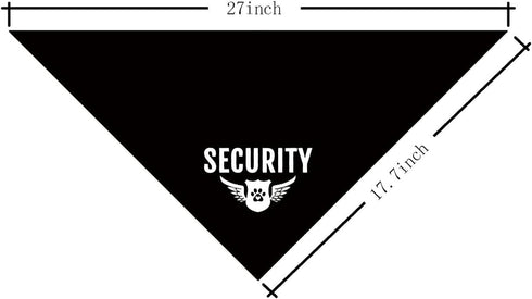 Security Dog Bandana, Black Pet Dog Scarf Accessories, Funny Cute Triangle Scarf for Small Medium Large Dogs