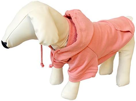 Lovelonglong Blank Basic Hoodie Sweatshirt for Dogs, 100% Cotton, Fits Small Medium Dachshund, Large Dog, Lotus-Pink