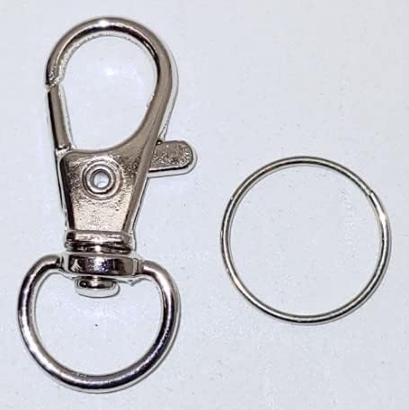 JL Missouri Parts & Misc. 3X 1 1/4" 1/2" Snap Hooks Lanyard Keychain Clips with Split Rings, Spring Loaded Lobster