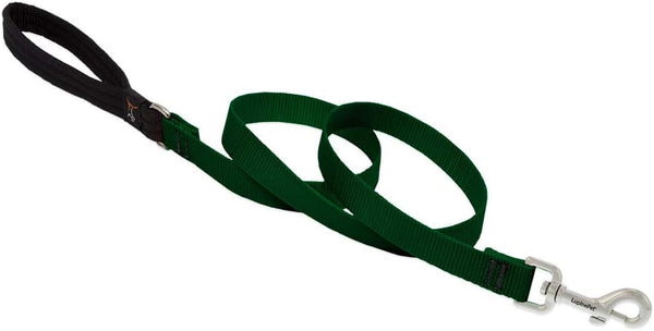 Lupine Dog Leash, 3/4" Wide, Green, 4-Foot Long with Padded Handle