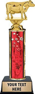Dairy Cow Trophies, Red Stars Dairy Cow Trophy Award with Customized Engraving
