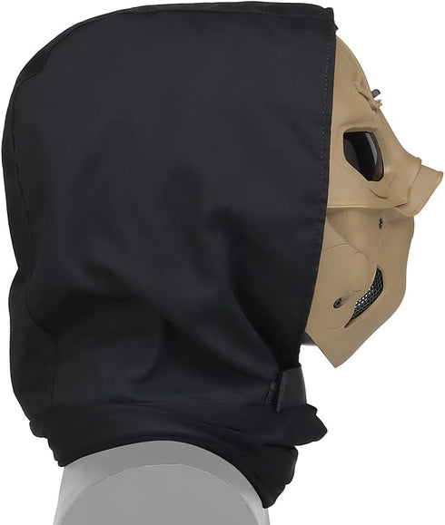 Tactical Full Face Protection Wild Mask with Hood Scarf and Night Vision Adapter Base