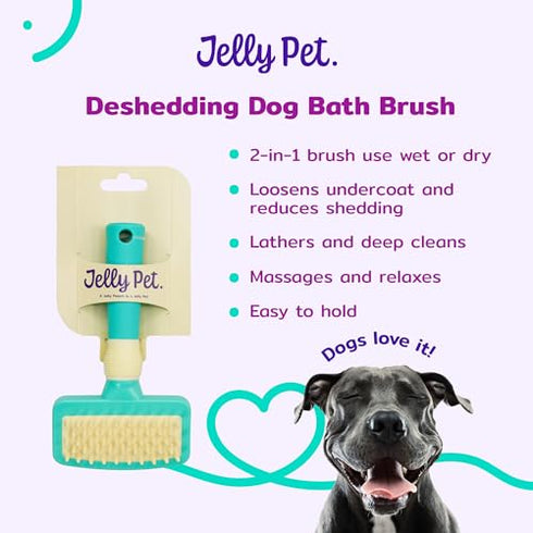 Deshedding Dog Bath Brush, Curry Brush for Short-Hair Dogs, Shampoo, Massage and Deshed, Use Wet or Dry, Professional