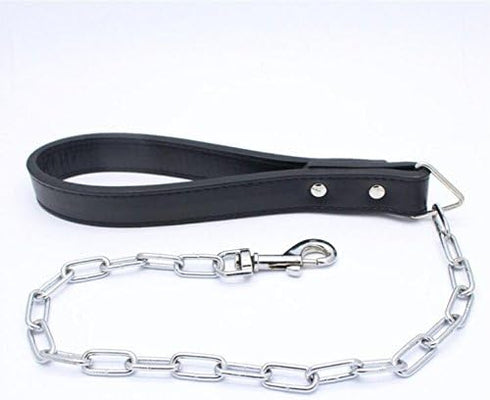 2 Inches Wide Leather Rhinestone Crystal Diamante Jeweled Dog Collar Chain Leash Set for Pitbull, Bulldog, Doberman