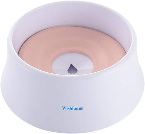 WishLotus Floating Disk Spill Proof Pet Water Bowl, 40 oz (Pink) - Anti-Overturn and Dust Bowl