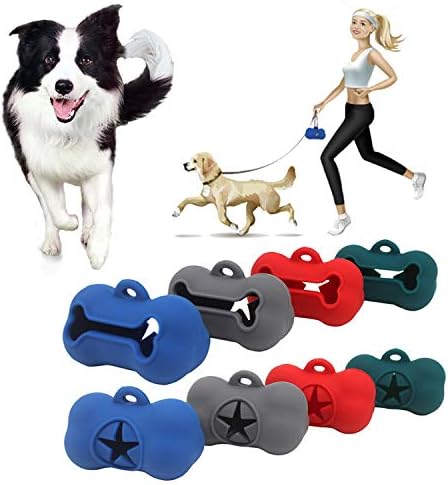 5 Rolls Portable Silicone Dog Poop Bags with Dispenser - Plastic Pooper Scoopers & Bags for Outdoor Travel