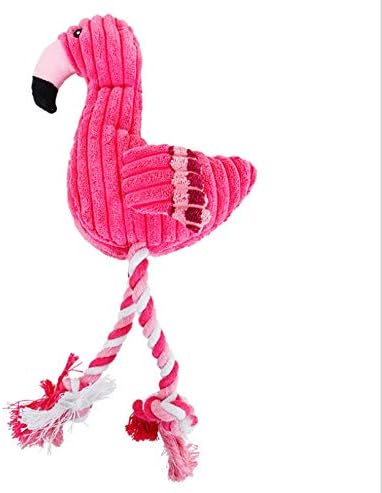 Dog Plush Toys, Cute Flamingo Durable Squeaky Teething Toys for Puppies, Interactive Stuffed Chew Toys for Dogs