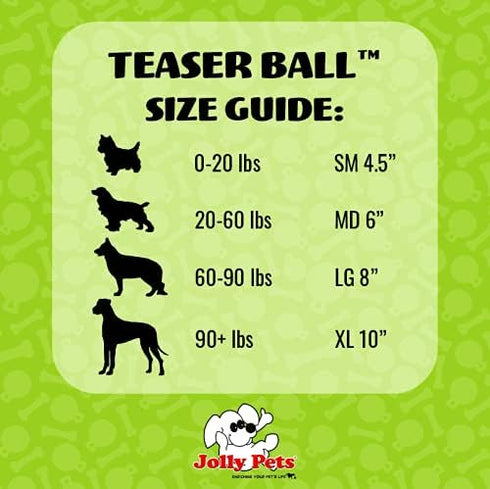 Medium/6 Inches, Jolly Pets Teaser Ball Dog Toy, Red